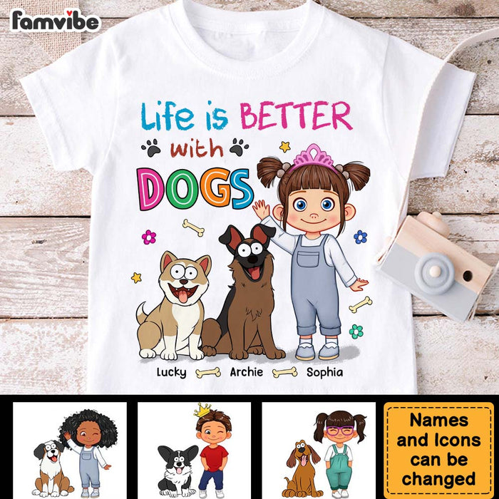 Personalized Gift For Granddaughter Life Better With Dogs Kid T Shirt - Kid Hoodie - Kid Sweatshirt 32652 1