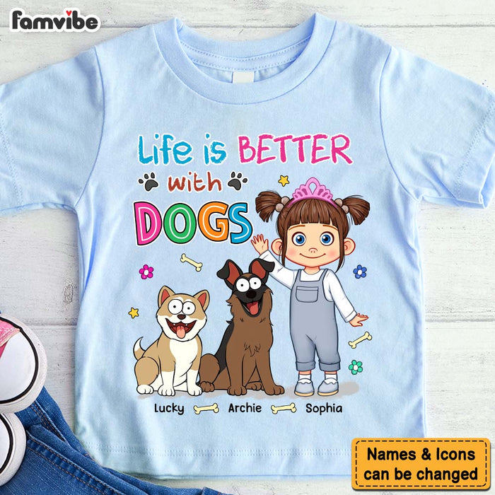 Personalized Gift For Granddaughter Life Better With Dogs Kid T Shirt - Kid Hoodie - Kid Sweatshirt 32652 1