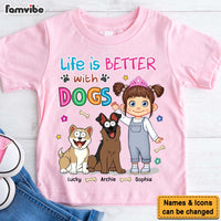 Personalized Gift For Granddaughter Life Better With Dogs Kid T Shirt - Kid Hoodie - Kid Sweatshirt 32652 thumb 1