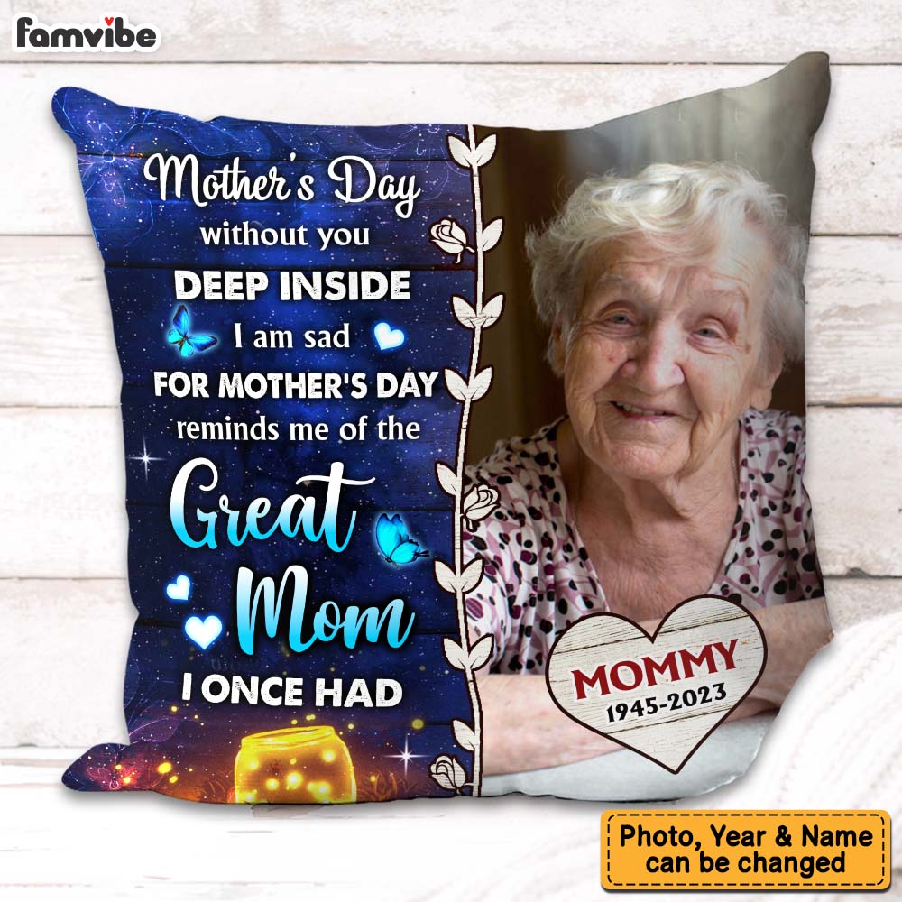 Personalized Gift For Lost Mom Memorial Photo Upload Pillow 32653 Primary Mockup