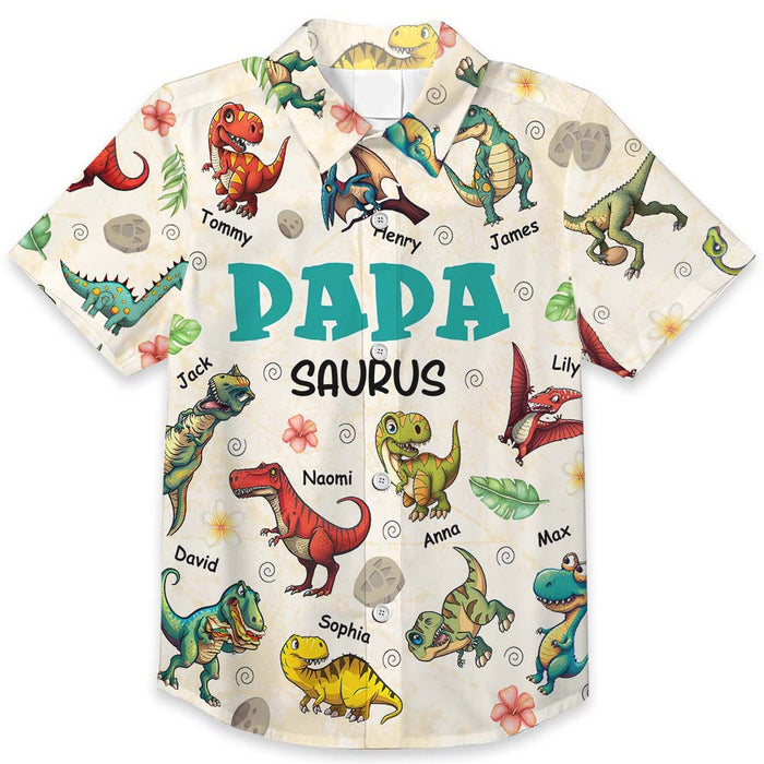 Personalized Gift For Grandpa Papasaurus Dinosaur Hawaiian Shirt 32656 1