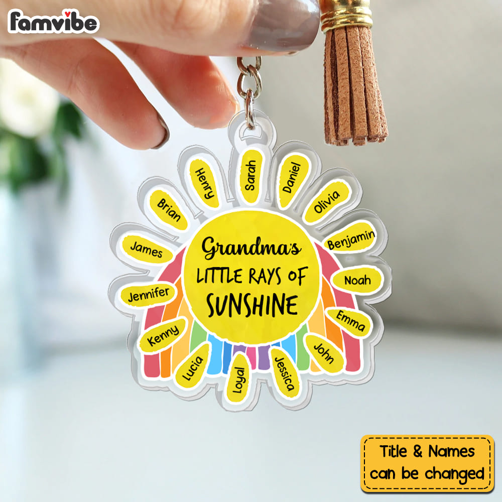 Personalized Gift For Grandma's Rays Of Sunshine Acrylic Keychain 32657 Primary Mockup