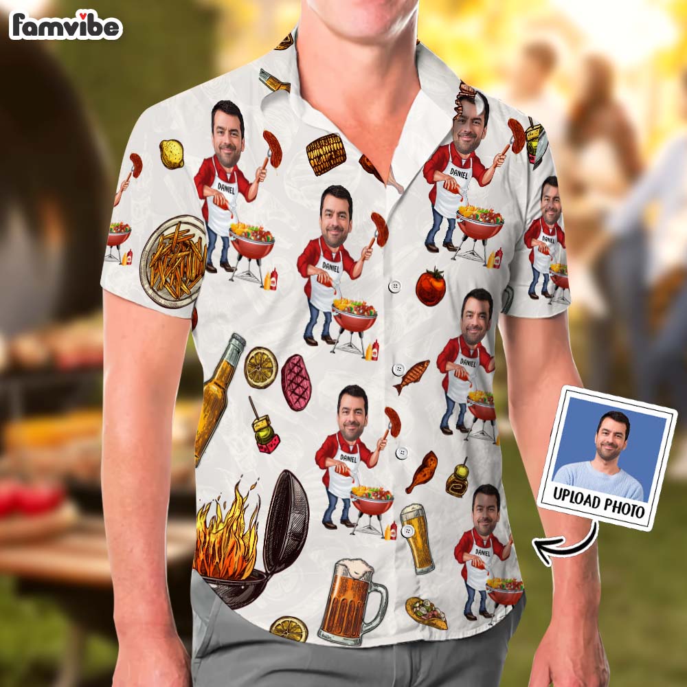 Personalized Gift For Dad Grandpa Grilling BBQ Hawaiian Shirt 32659 Primary Mockup