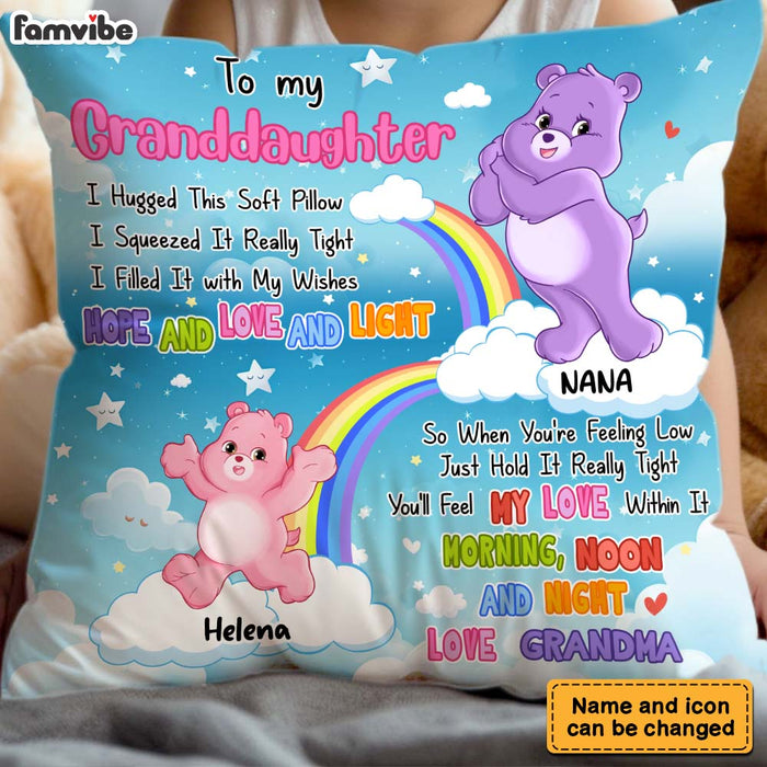 Personalized Gift For Granddaughter Colorful Bear Hug This Pillow 32665 1