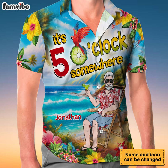 Personalized Funny Gift For Grandpa 5 O'clock Somewhere Hawaiian Shirt 32667 1