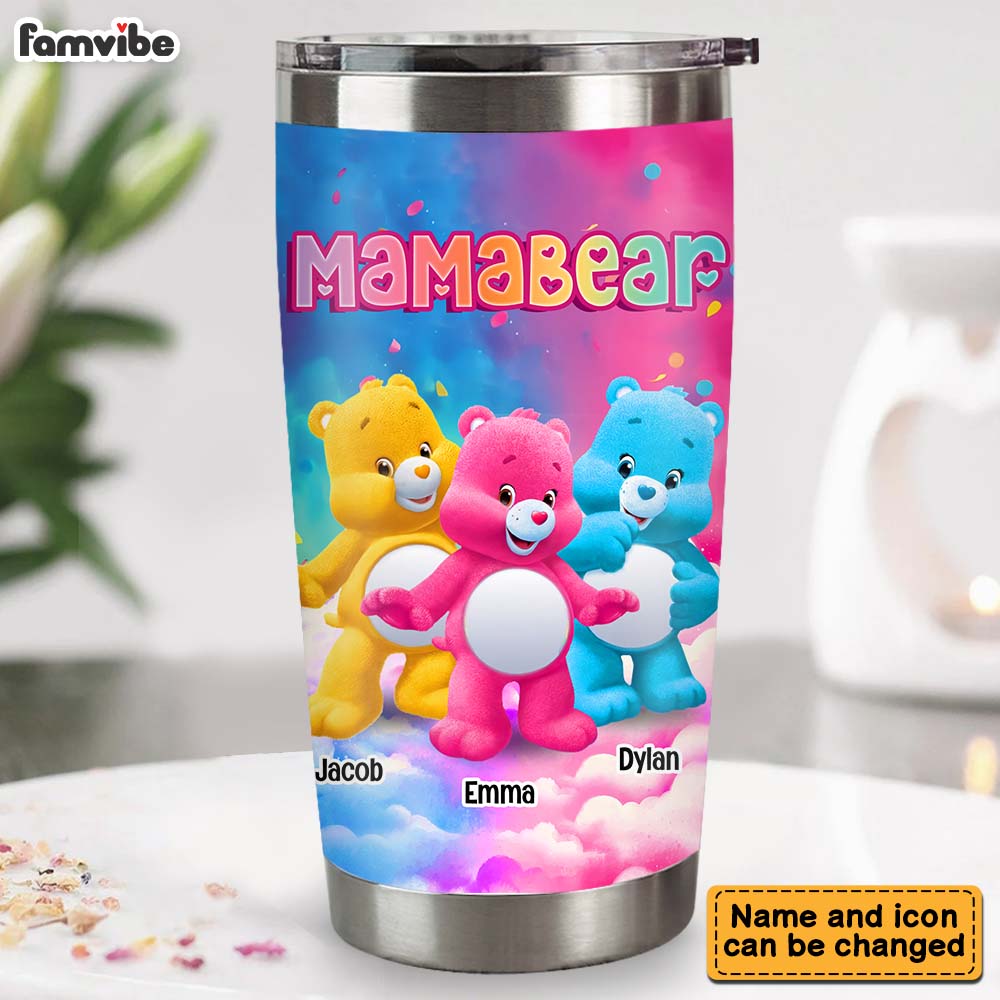 Personalized Gift For Mom Grandma Bear Colorful All-over Print T-shirt Steel Tumbler 32680 Primary Mockup