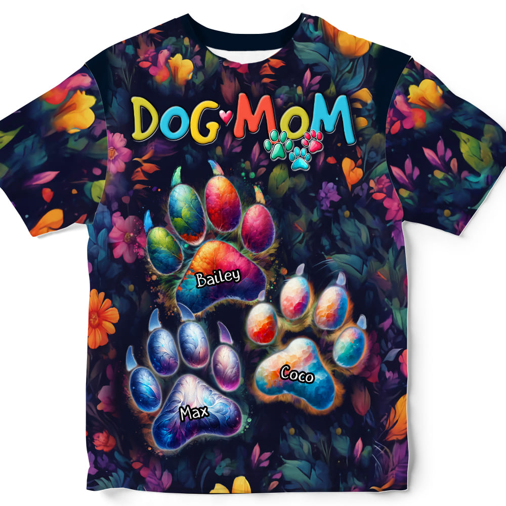 Gift for Dog Mom Adorable Paw Print All-over Print T Shirt - Hoodie - Sweatshirt 32681 Primary Mockup