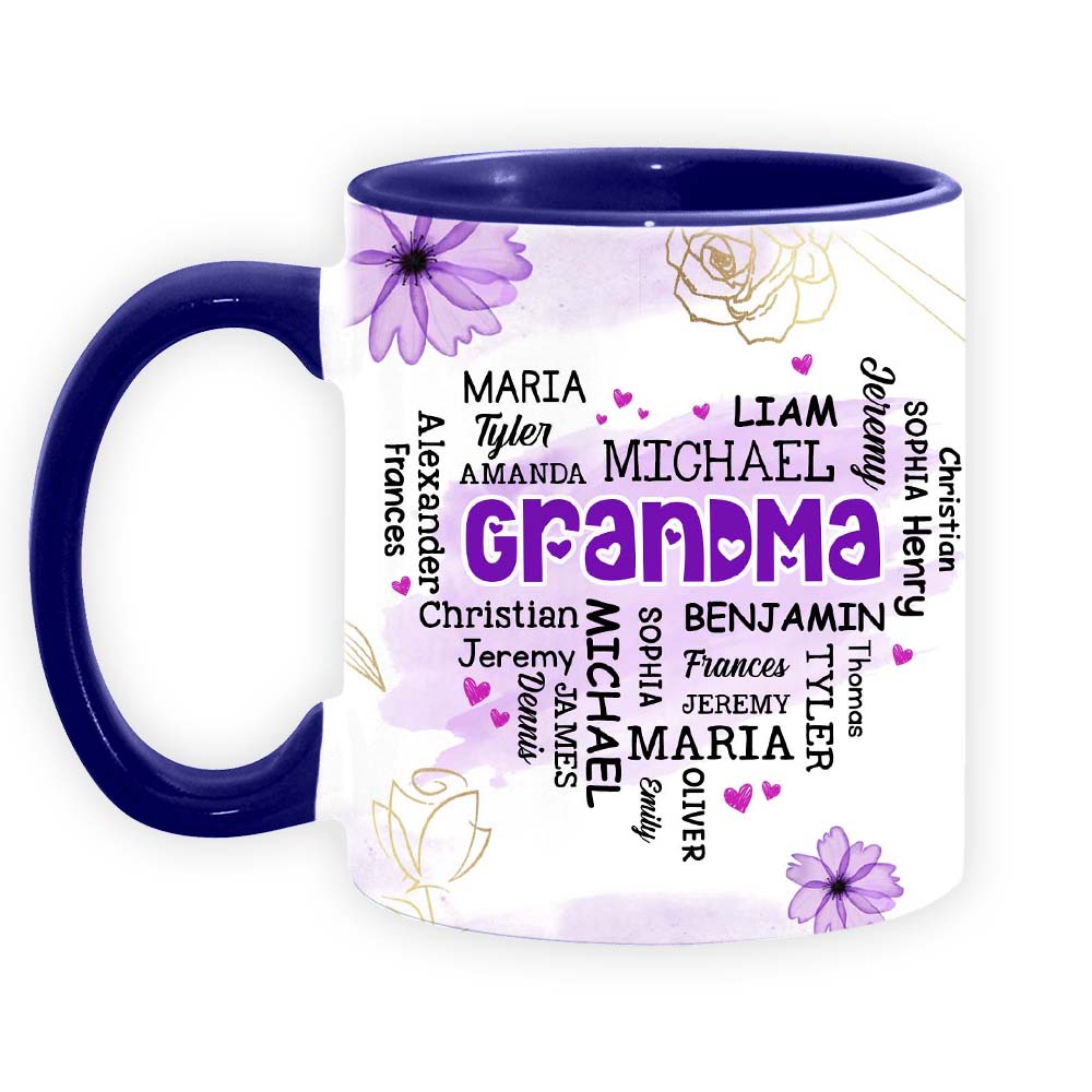 Personalized Gift For Grandma Word Art Purple Flowers Mug 32692 Primary Mockup