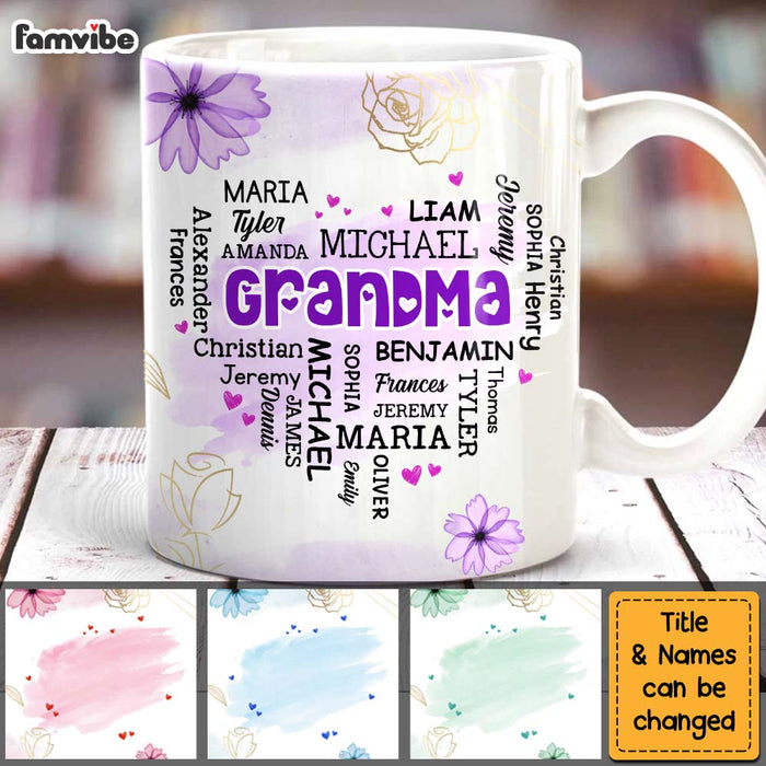 Personalized Gift For Grandma Word Art Purple Flowers Mug 32692 1