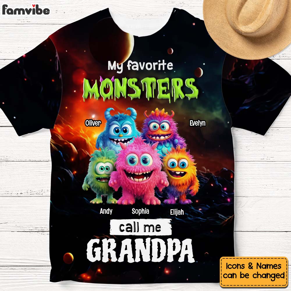 Personalized Gift For Grandpa My Favorite Little Monsters Call Me Grandpa All-over Print T Shirt - Hoodie - Sweatshirt 32695 Primary Mockup