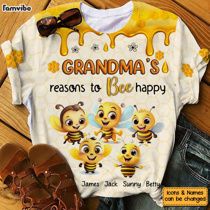 Personalized Gift For Grandma Reasons To Bee Happy All-over Print T Shirt 32699 1