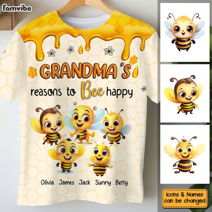 Personalized Gift For Grandma Reasons To Bee Happy All-over Print T Shirt 32699 1