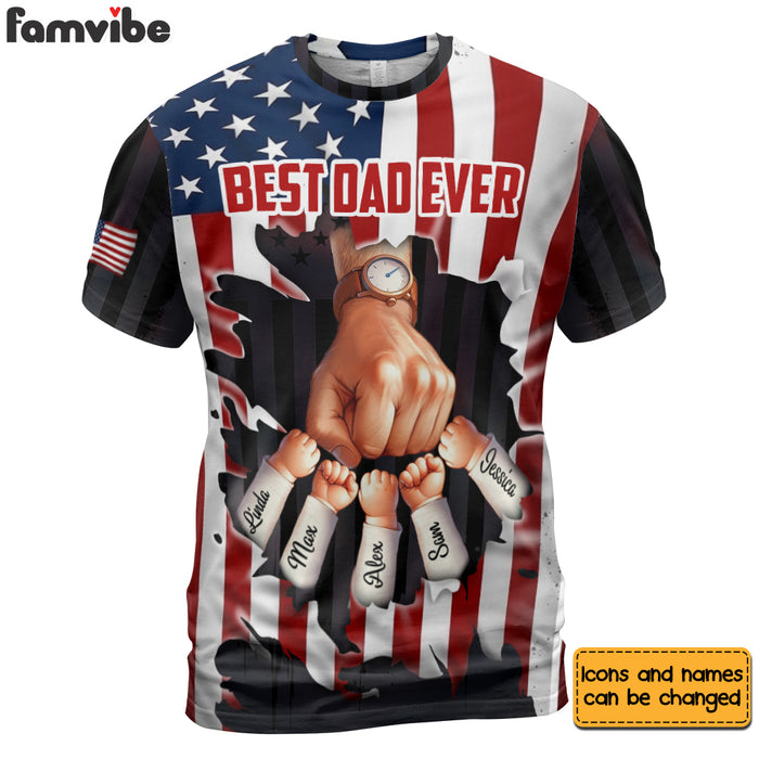 Personalized Gift For Dad US Flag Kids Fist Bump All-over Print T Shirt 32704 1