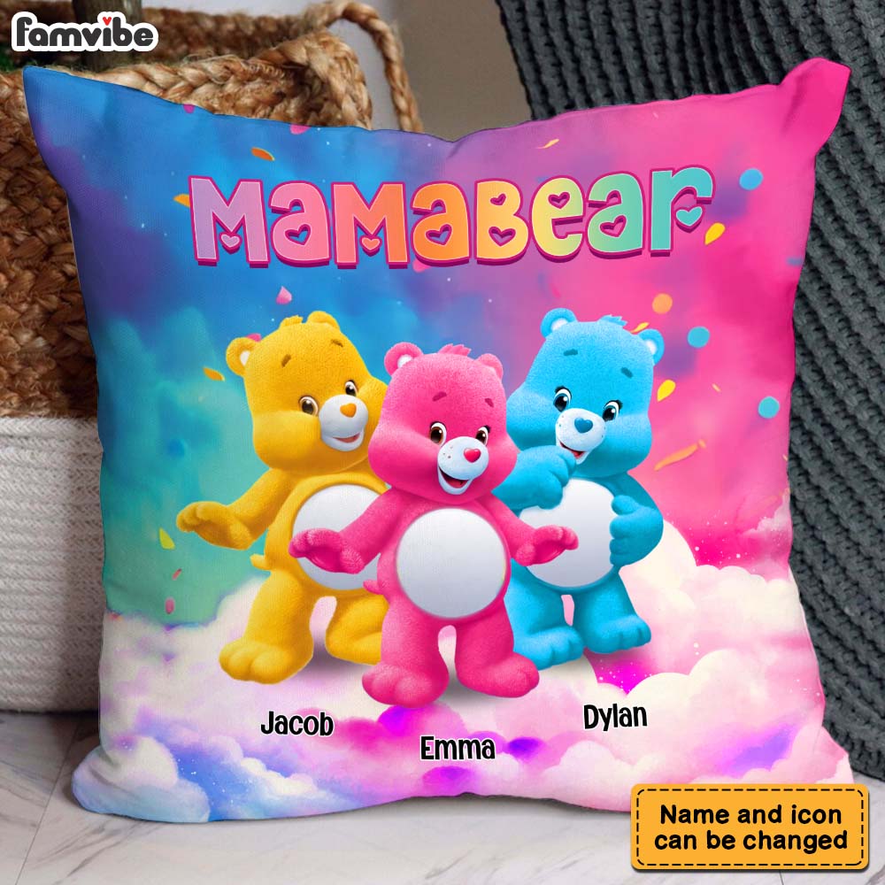 Personalized Gift For Mom Grandma Bear Colorful Pillow 32705 Primary Mockup