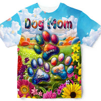 Personalized Gift For Dog Mom Floral Paws All-over Print T Shirt 32709 thumb 1