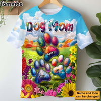 Personalized Gift For Dog Mom Floral Paws All-over Print T Shirt 32709 thumb 1