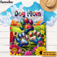 Personalized Gift For Dog Mom Floral Paws All-over Print T Shirt 32709 thumb 1