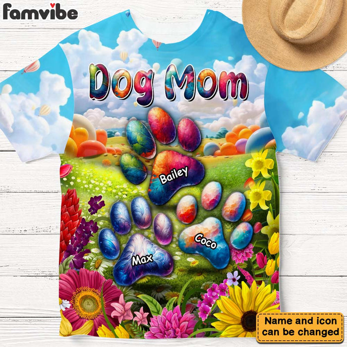 Personalized Gift For Dog Mom Floral Paws All-over Print T Shirt 32709 1