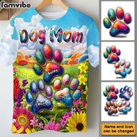 Personalized Gift For Dog Mom Floral Paws All-over Print T Shirt 32709 thumb 1