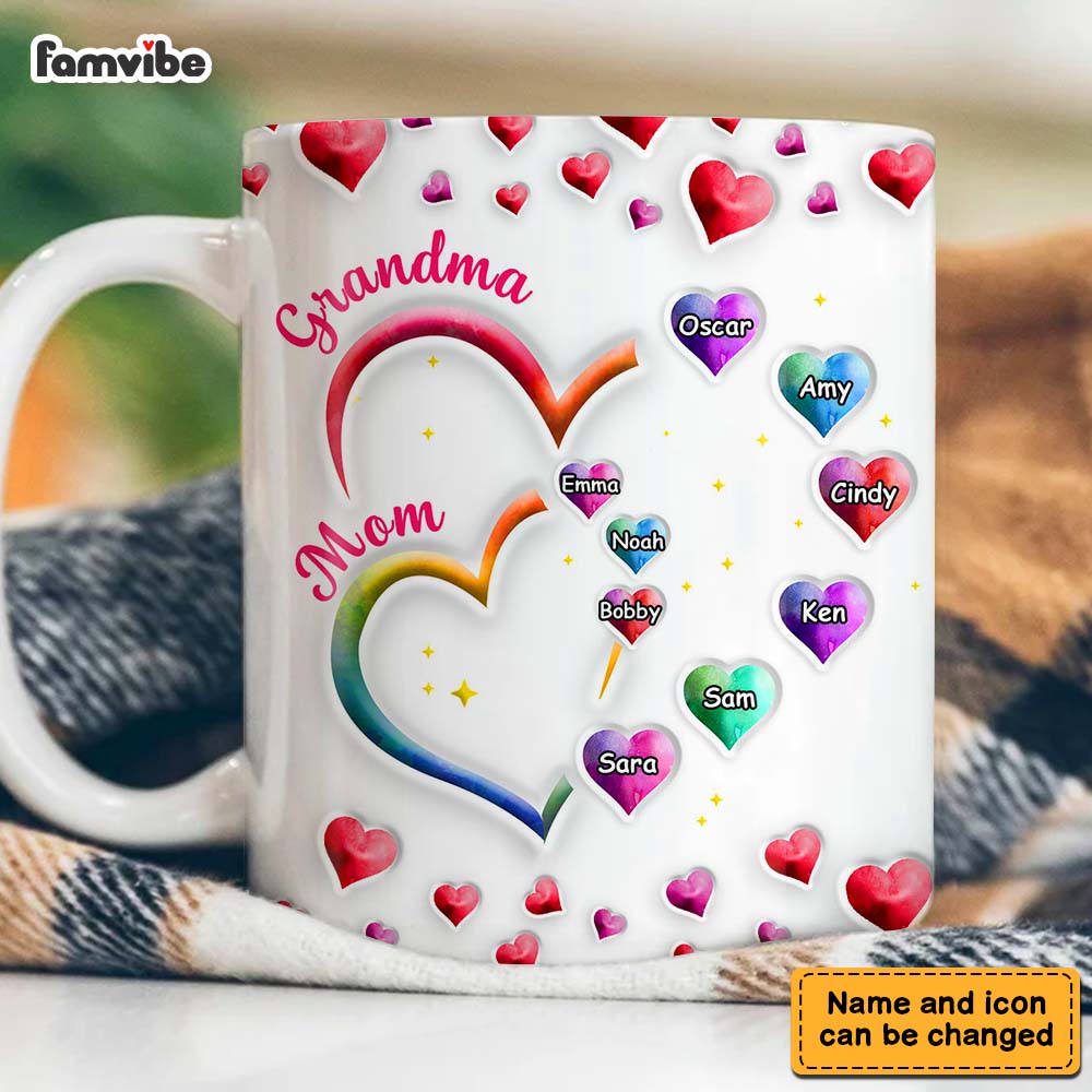 Personalized Gift For Grandma 2 Heart Mug 32721 Primary Mockup