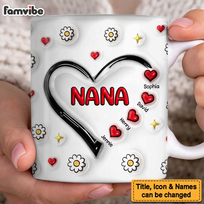 Personalized Gift For Grandma Heart 3D Inflated Effect Mug 32724 1