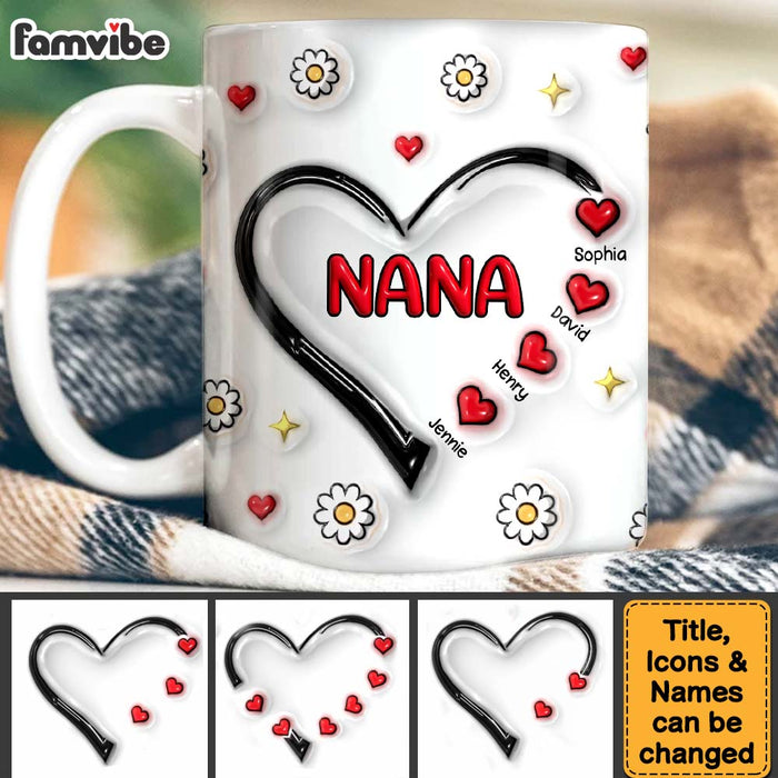 Personalized Gift For Grandma Heart 3D Inflated Effect Mug 32724 1