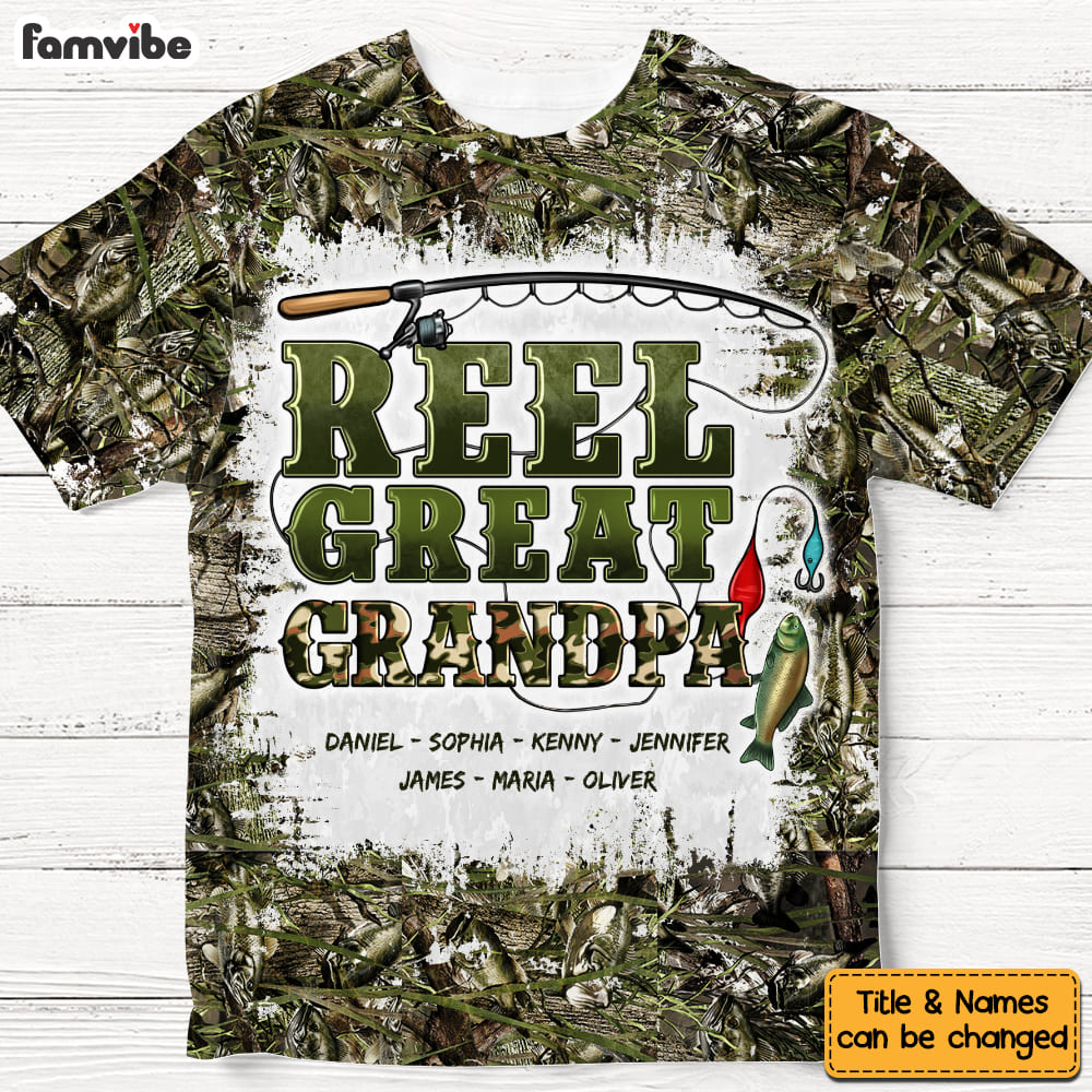 Personalized Gift For Grandpa Fishing Camo All-over Print T Shirt - Hoodie - Sweatshirt 32726 Primary Mockup