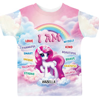 Personalized Gift For Granddaughter Unicorn I Am Kind All-over Print Kids Shirt 32729 thumb 1