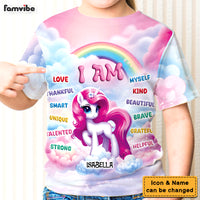 Personalized Gift For Granddaughter Unicorn I Am Kind All-over Print Kids Shirt 32729 thumb 1