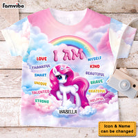 Personalized Gift For Granddaughter Unicorn I Am Kind All-over Print Kids Shirt 32729 thumb 1
