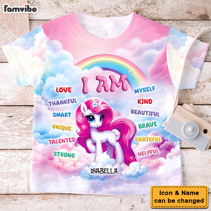 Personalized Gift For Granddaughter Unicorn I Am Kind All-over Print Kids Shirt 32729 1