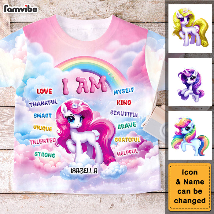 Personalized Gift For Granddaughter Unicorn I Am Kind All-over Print Kids Shirt 32729 1