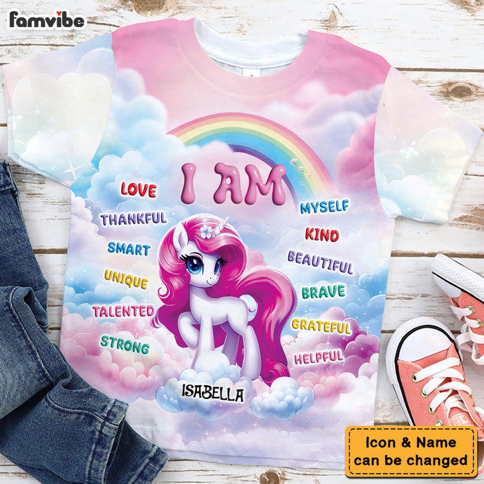 Personalized Gift For Granddaughter Unicorn I Am Kind All-over Print Kids Shirt 32729 1