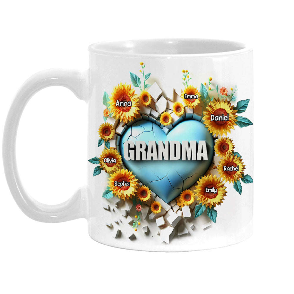 Personalized Gift For Grandma 3D Effect Heart Carnation Mug 32737 Primary Mockup
