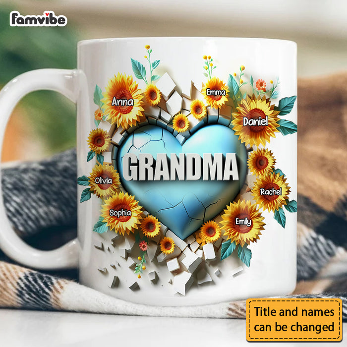 Personalized Gift For Grandma 3D Effect Heart Carnation Mug 32737 1