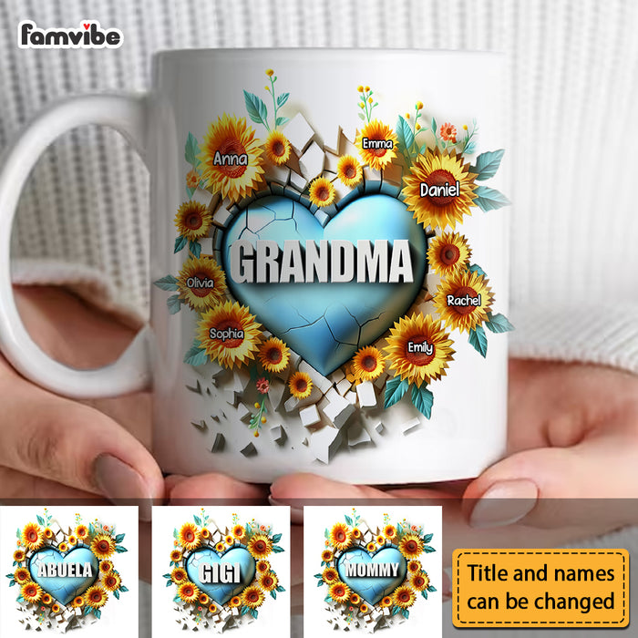 Personalized Gift For Grandma 3D Effect Heart Carnation Mug 32737 1