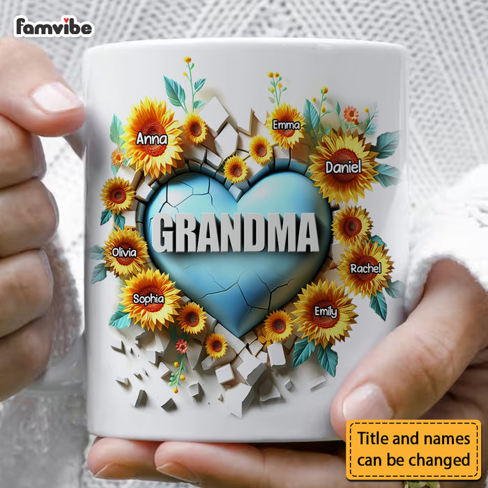 Personalized Gift For Grandma 3D Effect Heart Carnation Mug 32737 1