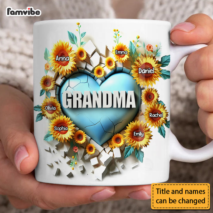 Personalized Gift For Grandma 3D Effect Heart Carnation Mug 32737 1