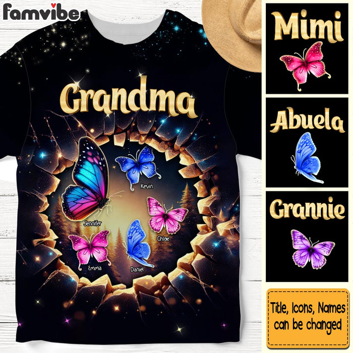 Personalized Gift For Grandma Butterfly 3D Effect All-over Print T Shirt - Hoodie - Sweatshirt 32738 1