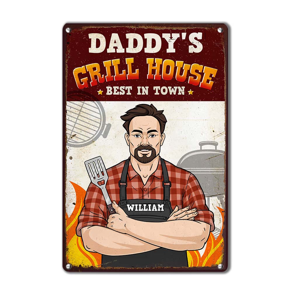 Personalized Gift For Dad Grill House Metal Sign 32741 Primary Mockup