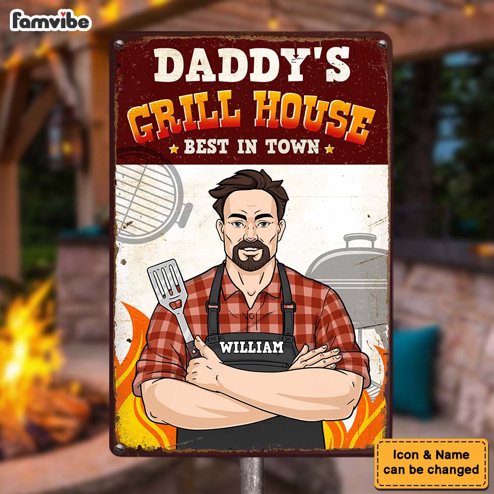 Personalized Gift For Dad Grill House Metal Sign 32741 Primary Mockup
