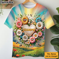 Personalized Gift For Grandma Floral Heart All-over Print T Shirt 32747 thumb 1