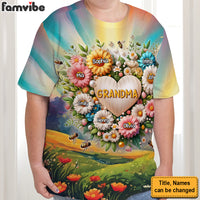 Personalized Gift For Grandma Floral Heart All-over Print T Shirt 32747 thumb 1