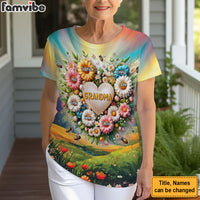 Personalized Gift For Grandma Floral Heart All-over Print T Shirt 32747 thumb 1