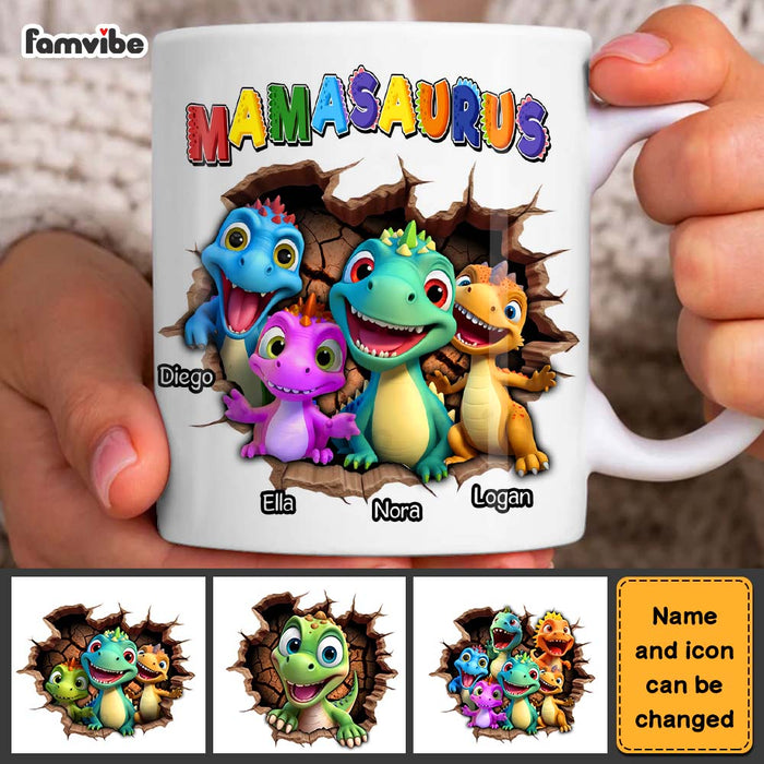 Personalized Gift for Mom Grandma Mamasaurus 3D Icon Mug 32753 1