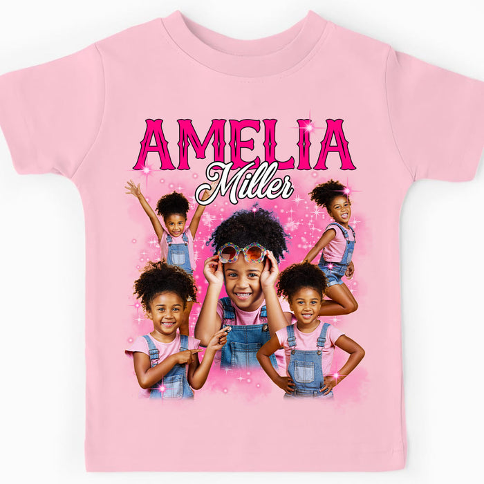 Personalized Gift For Granddaughter Custom Photo Vintage Graphic 90s Kid T Shirt - Kid Hoodie - Kid Sweatshirt 32766 1