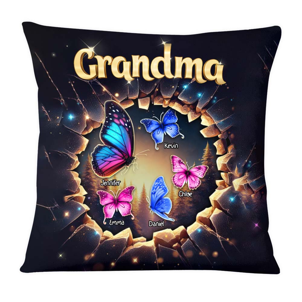 Personalized Gift For Grandma Butterfly 3D Effect Pillow 32773 Primary Mockup