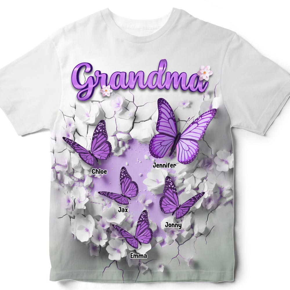 Personalized Gift For Grandma 3D Crack In A Wall Butterfly All-over Print T Shirt - Hoodie - Sweatshirt 32775 Primary Mockup