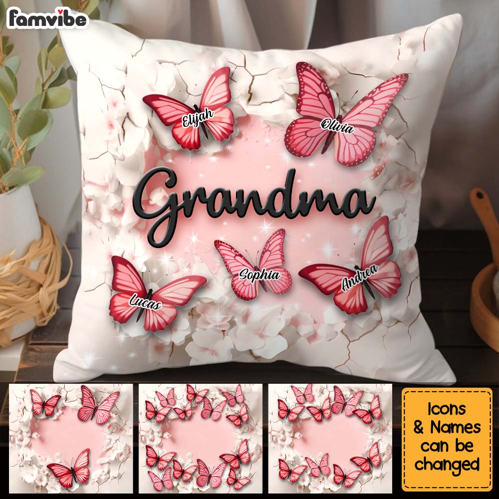 Personalized Gift For Grandma Crack In A Wall Butterfly Print Pillow 32779 Primary Mockup