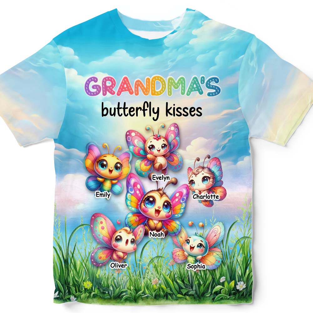 Personalized Gift For Grandma Butterfly Kisses All-over Print T Shirt - Hoodie - Sweatshirt 32785 Primary Mockup